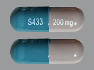 This is a Capsule Er Multiphase 12hr imprinted with S433 on the front, 200 mg on the back.