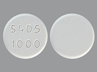 This is a Tablet Chewable imprinted with S405 1000 on the front, nothing on the back.