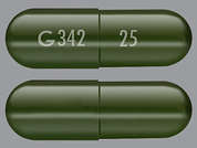 Absorica: This is a green oblong Capsule imprinted with G 342 on the front, 25 on the back, and is manufactured by SUN PHARMACEUTI.