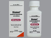 Riomet: This is a Solution Oral imprinted with nothing on the front, nothing on the back.