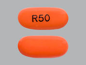 Calcitriol: This is a Capsule imprinted with R50 on the front, nothing on the back.