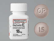 Oxycontin: This is a gray round Tablet Oral Only Er 12 Hr imprinted with OP on the front, 15 on the back, and is manufactured by PURDUE PHARMA L.