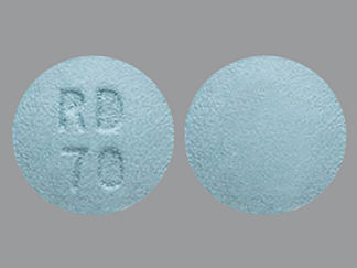 This is a Tablet Er imprinted with RD 70 on the front, nothing on the back.