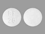 Chloroquine Phosphate: Esto es un Tableta imprimido con RF  28 en la parte delantera, nada en la parte posterior, y es fabricado por None.