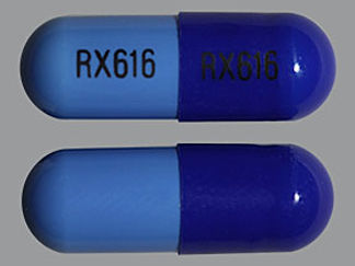 This is a Capsule imprinted with RX616 on the front, RX616 on the back.