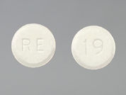 Atenolol: Esto es un Tableta imprimido con RE en la parte delantera, 19 en la parte posterior, y es fabricado por None.