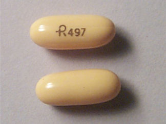 This is a Capsule imprinted with logo and 497 on the front, nothing on the back.