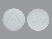 Gas Relief: This is a Tablet Chewable imprinted with logo on the front, 019 on the back.