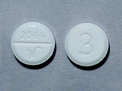 This is a white round Tablet imprinted with 2064  V on the front, 3 on the back, and is manufactured by STRIDES PHARMA.