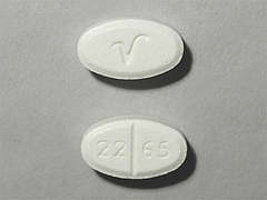 This is a white oval Tablet imprinted with logo on the front, 22 65 on the back, and is manufactured by QUALITEST/PAR P.