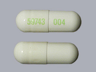 This is a Capsule imprinted with 59743 on the front, 004 on the back.