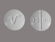 Hydrocortisone: This is a Tablet imprinted with 35 80 on the front, V on the back.
