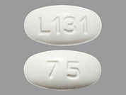Irbesartan: This is a Tablet imprinted with L131 on the front, 75 on the back.