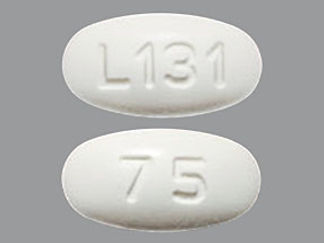 Esto es un Tableta imprimido con L131 en la parte delantera, 75 en la parte posterior, y es fabricado por None.