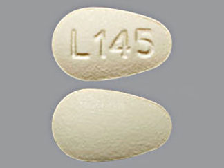 This is a Tablet imprinted with L145 on the front, nothing on the back.