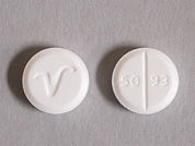 Prednisone: This is a Tablet Dose Pack imprinted with V on the front, 50 93 on the back.