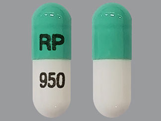 This is a Capsule Er Sprinkle Biphasic 40-60 imprinted with RP on the front, 950 on the back.