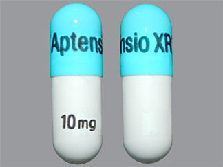 This is a Capsule Er Sprinkle Biphasic 40-60 imprinted with Aptensio XR on the front, 10 mg on the back.