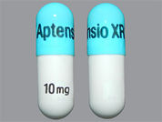 Aptensio Xr: This is a Capsule Er Sprinkle Biphasic 40-60 imprinted with Aptensio XR on the front, 10 mg on the back.