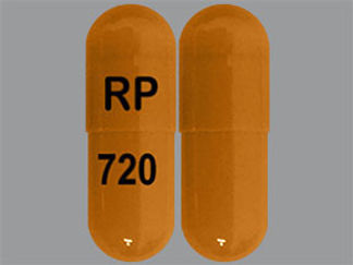 This is a Capsule Er 24 Hr imprinted with RP on the front, 720 on the back.