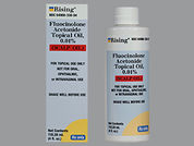 Fluocinolone Acetonide: Esto es un Óleo ligeramente amarillo imprimido con nada en la parte delantera, nada en la parte posterior, y es fabricado por RISING PHARM.