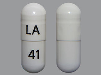 This is a Capsule imprinted with LA on the front, 41 on the back.