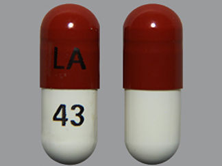 This is a Capsule imprinted with LA on the front, 43 on the back.