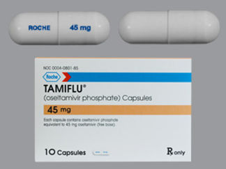 This is a Capsule imprinted with ROCHE on the front, 45 mg on the back.