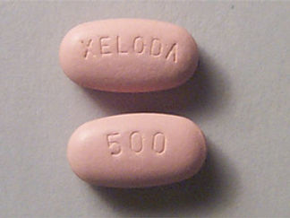 This is a Tablet imprinted with XELODA on the front, 500 on the back.