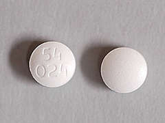 This is a white round Tablet imprinted with 54  024 on the front, nothing on the back, and is manufactured by WEST-WARD/HIKMA.
