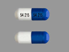This is a white oblong Capsule imprinted with 54 215 on the front, 54 215 on the back, and is manufactured by WEST-WARD/HIKMA.