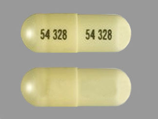 This is a Capsule imprinted with 54 328 on the front, 54 328 on the back.