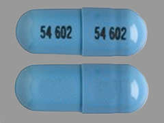 This is a blue oblong Capsule imprinted with 54 602 on the front, 54 602 on the back, and is manufactured by EXELAN PHARMACE.