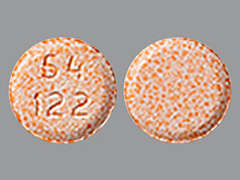 This is a peach round Tablet Sublingual imprinted with 54  122 on the front, nothing on the back, and is manufactured by WEST-WARD/HIKMA.