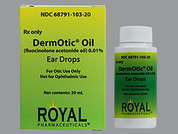 Dermotic: This is a Drops imprinted with nothing on the front, nothing on the back, and is manufactured by ROYAL PHARMACEU.