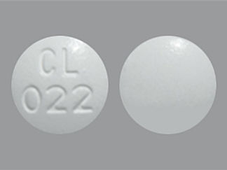 This is a Tablet imprinted with CL  022 on the front, nothing on the back.