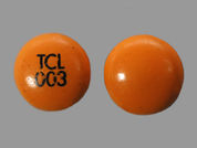 Laxative: Esto es un Tableta Dr imprimido con TCL  003 en la parte delantera, nada en la parte posterior, y es fabricado por None.