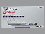 Lantus Solostar: Esto es un Inyector De Insulina imprimido con nada en la parte delantera, nada en la parte posterior, y es fabricado por None.