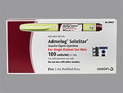 Admelog Solostar: This is a Insulin Pen imprinted with nothing on the front, nothing on the back.