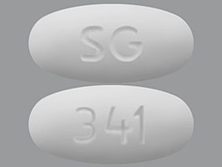 This is a Tablet imprinted with SG on the front, 341 on the back.