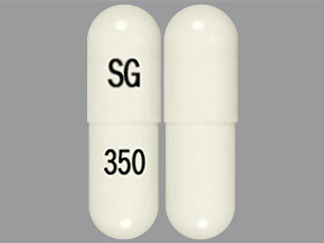 This is a Capsule imprinted with SG on the front, 350 on the back.