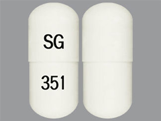 This is a Capsule imprinted with SG on the front, 351 on the back.