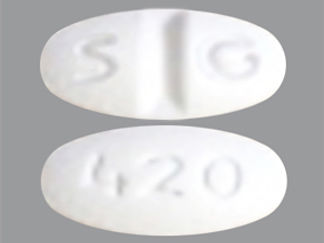 This is a Tablet imprinted with S G on the front, 420 on the back.