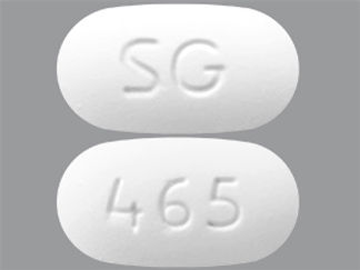 This is a Tablet imprinted with SG on the front, 465 on the back.
