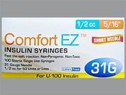 Comfort Ez: This is a Syringe Empty Disposable imprinted with nothing on the front, nothing on the back.
