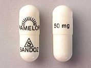 Pamelor: This is a Capsule imprinted with logo  PAMELOR and 50 mg on the front, logo  SANDOZ on the back.