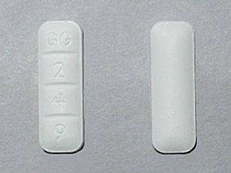 This is a Tablet imprinted with GG  2  4  9 on the front, nothing on the back.