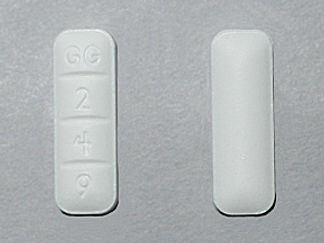 This is a Tablet imprinted with GG 2 4 9 on the front, nothing on the back.