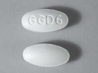 This is a Tablet imprinted with GGD6 on the front, nothing on the back.