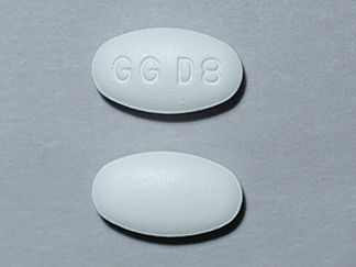 This is a Tablet imprinted with GG D8 on the front, nothing on the back.